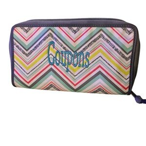 Thirty One chevron print zip around coupon clutch wallet with dividers HTF